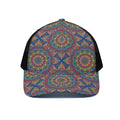 Colorful Bohemian Mandala Pattern Print Black Mesh Trucker Hat