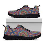 Colorful Bohemian Mandala Pattern Print Black Running Shoes