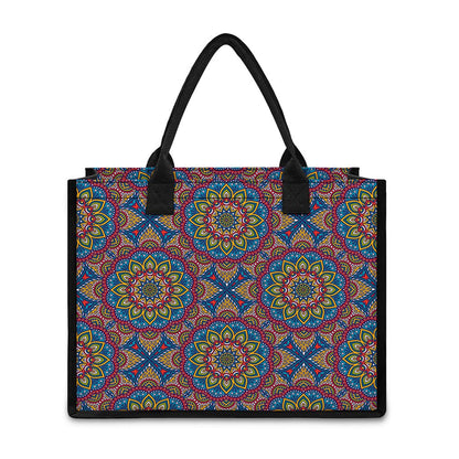 Colorful Bohemian Mandala Pattern Print Canvas Tote Bag