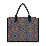 Colorful Bohemian Mandala Pattern Print Canvas Tote Bag
