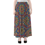 Colorful Bohemian Mandala Pattern Print Chiffon Maxi Skirt
