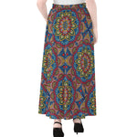Colorful Bohemian Mandala Pattern Print Chiffon Maxi Skirt