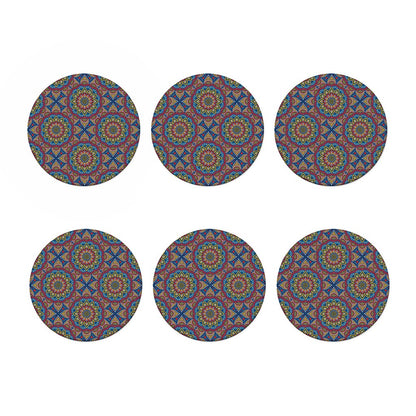 Colorful Bohemian Mandala Pattern Print Coaster Set