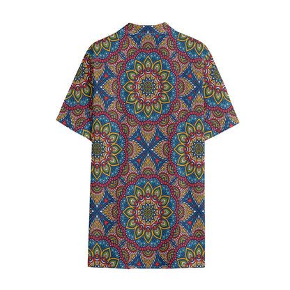 Colorful Bohemian Mandala Pattern Print Cotton Hawaiian Shirt