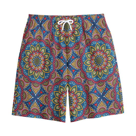 Colorful Bohemian Mandala Pattern Print Cotton Shorts