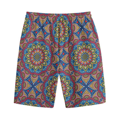 Colorful Bohemian Mandala Pattern Print Cotton Shorts