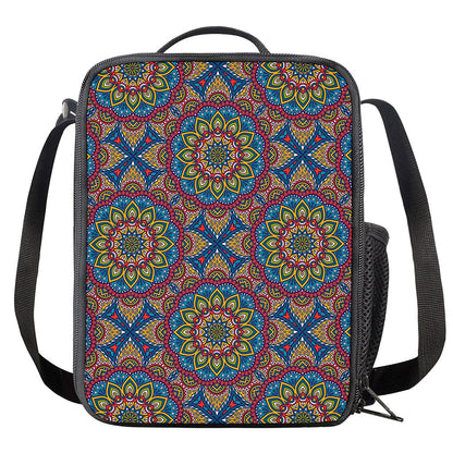 Colorful Bohemian Mandala Pattern Print Crossbody Lunch Bag