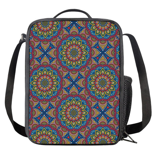 Colorful Bohemian Mandala Pattern Print Crossbody Lunch Bag