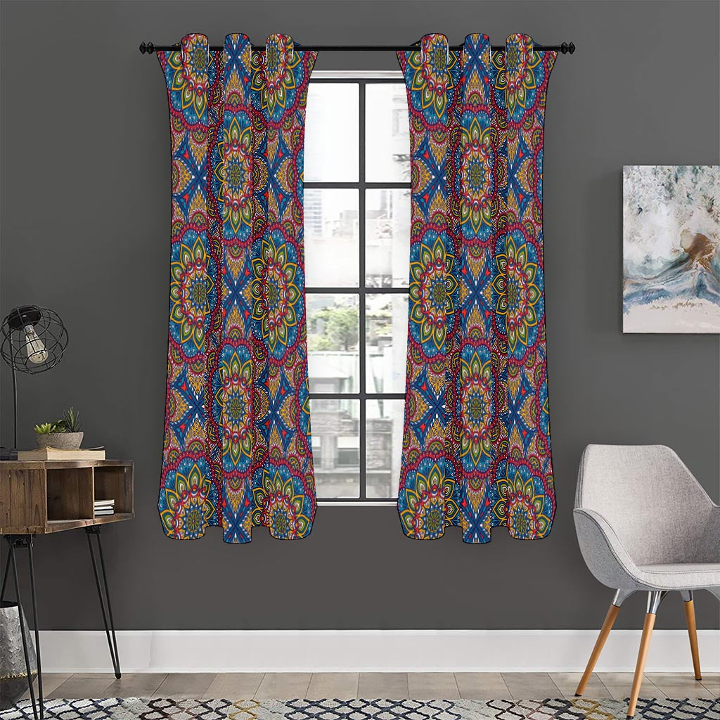Colorful Bohemian Mandala Pattern Print Curtain