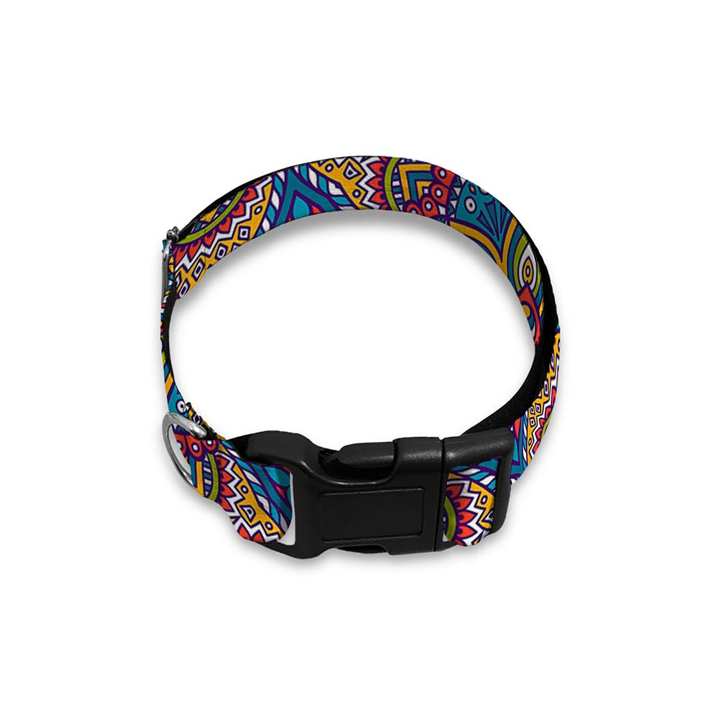 Colorful Bohemian Mandala Pattern Print Dog Collar