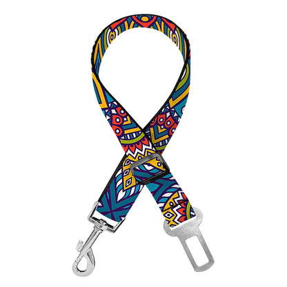 Colorful Bohemian Mandala Pattern Print Dog Seat Belt