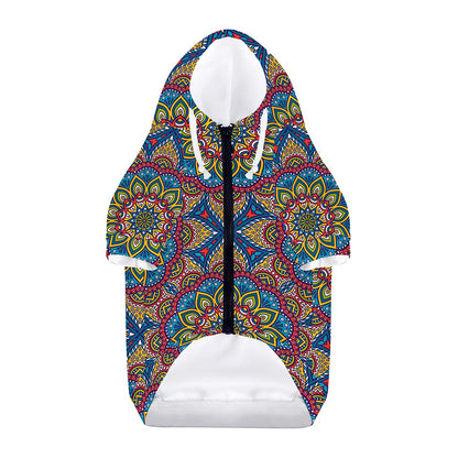 Colorful Bohemian Mandala Pattern Print Dog Zip Up Hoodie
