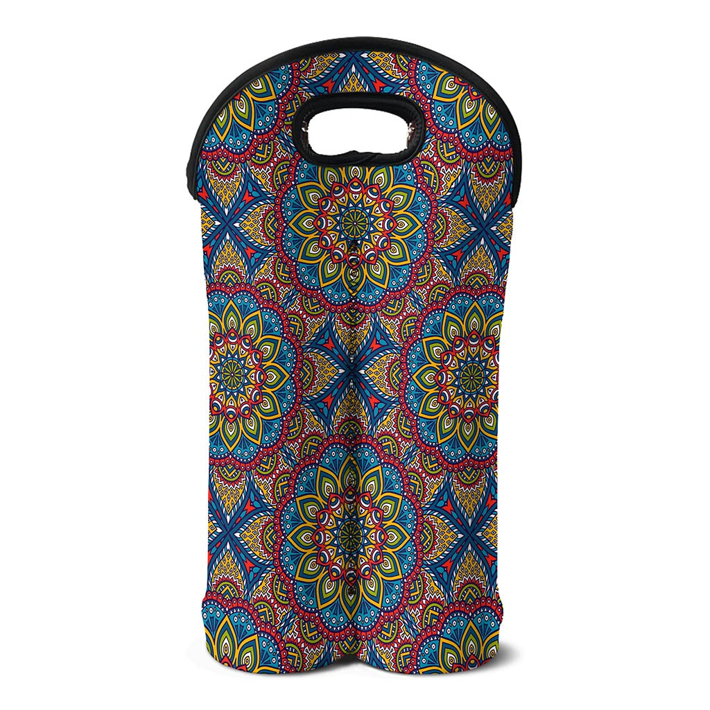Colorful Bohemian Mandala Pattern Print Double Neoprene Wine Tote
