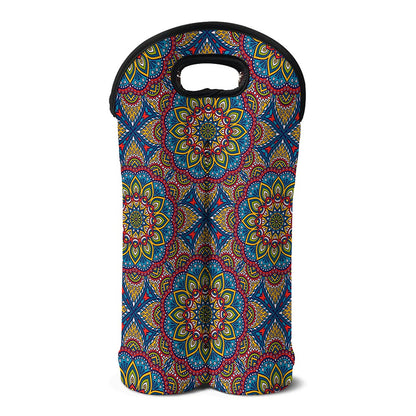 Colorful Bohemian Mandala Pattern Print Double Neoprene Wine Tote