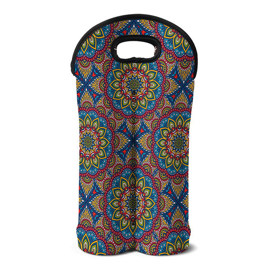 Colorful Bohemian Mandala Pattern Print Double Neoprene Wine Tote