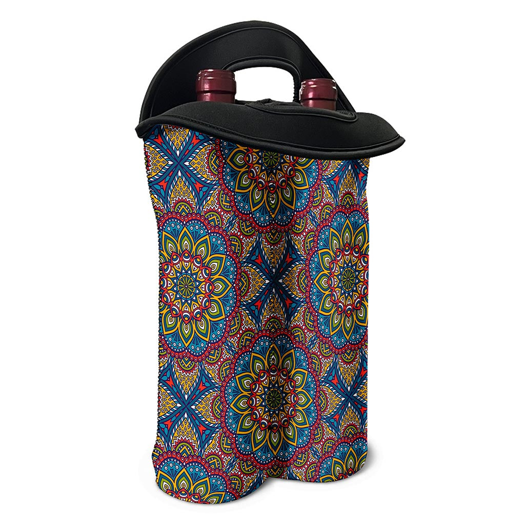 Colorful Bohemian Mandala Pattern Print Double Neoprene Wine Tote