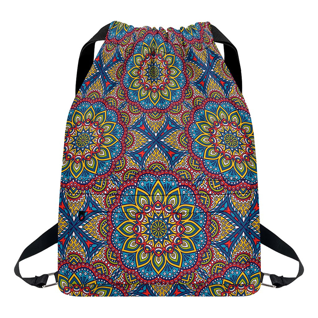 Colorful Bohemian Mandala Pattern Print Drawstring Backpack