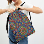 Colorful Bohemian Mandala Pattern Print Drawstring Backpack