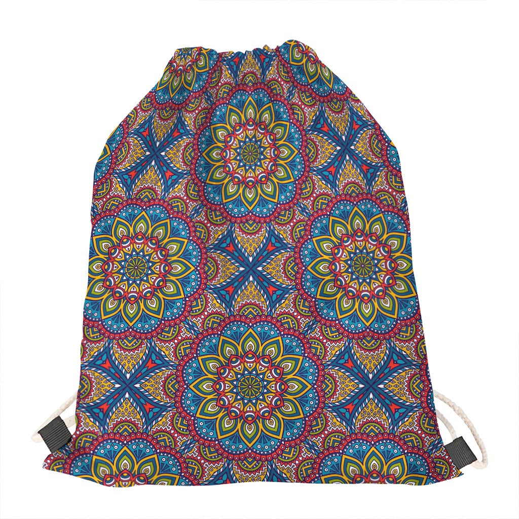 Colorful Bohemian Mandala Pattern Print Drawstring Bag