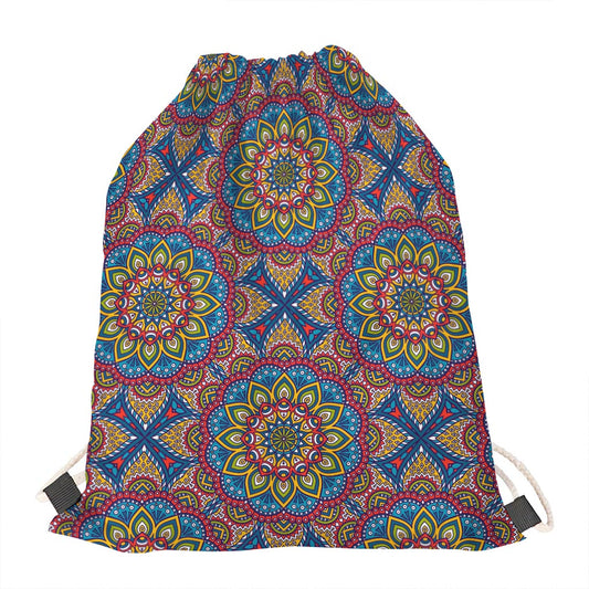 Colorful Bohemian Mandala Pattern Print Drawstring Bag