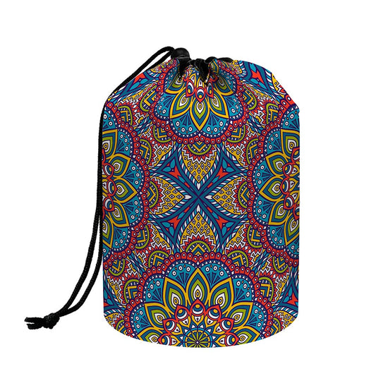 Colorful Bohemian Mandala Pattern Print Drawstring Makeup Bag