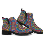 Colorful Bohemian Mandala Pattern Print Flat Ankle Boots