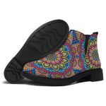 Colorful Bohemian Mandala Pattern Print Flat Ankle Boots