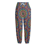 Colorful Bohemian Mandala Pattern Print Fleece Lined Knit Pants