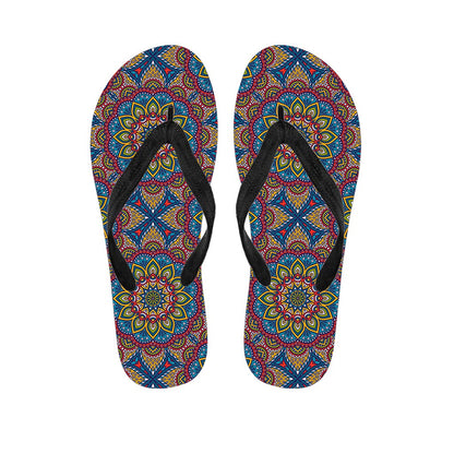 Colorful Bohemian Mandala Pattern Print Flip Flops