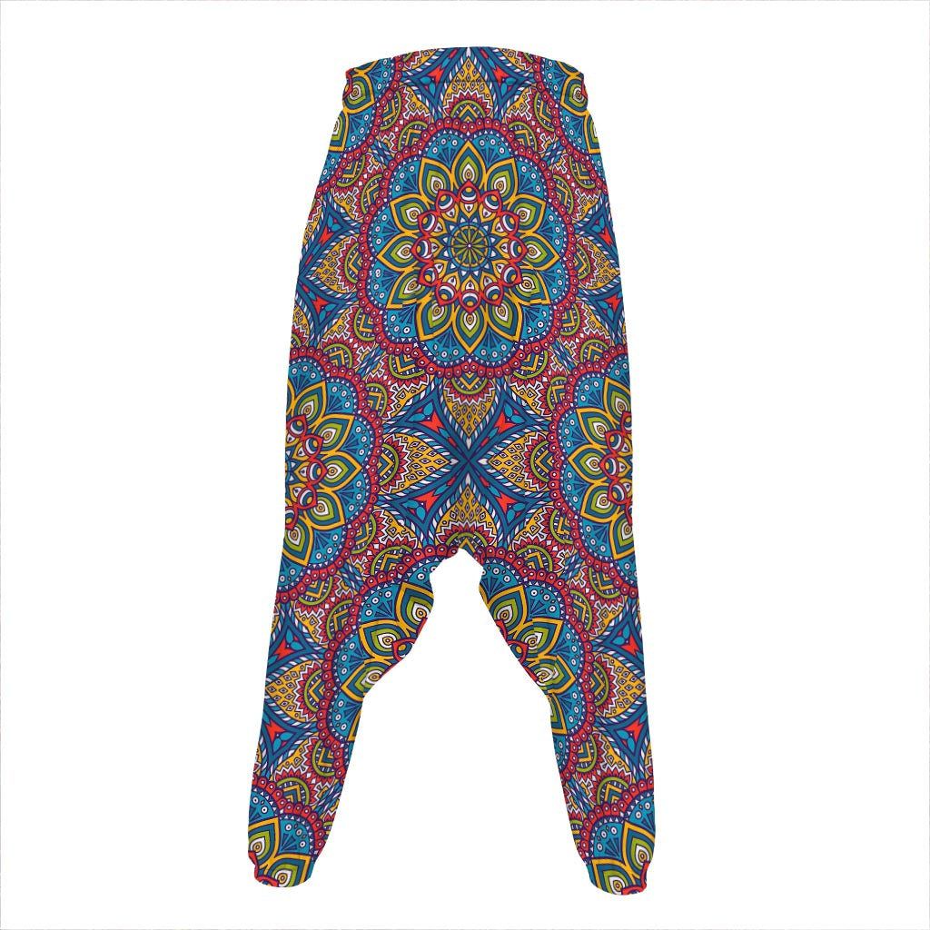 Colorful Bohemian Mandala Pattern Print Hammer Pants