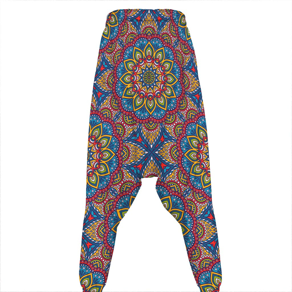 Colorful Bohemian Mandala Pattern Print Hammer Pants