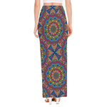 Colorful Bohemian Mandala Pattern Print High Slit Maxi Skirt