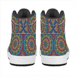 Colorful Bohemian Mandala Pattern Print High Top Leather Sneakers