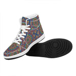 Colorful Bohemian Mandala Pattern Print High Top Leather Sneakers