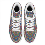 Colorful Bohemian Mandala Pattern Print High Top Leather Sneakers