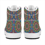 Colorful Bohemian Mandala Pattern Print High Top Leather Sneakers