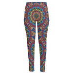 Colorful Bohemian Mandala Pattern Print High-Waisted Pocket Leggings