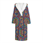 Colorful Bohemian Mandala Pattern Print Hooded Bathrobe