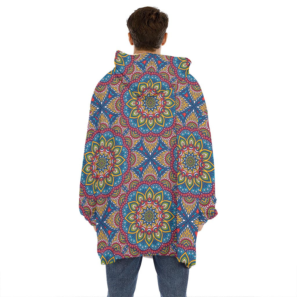 Colorful Bohemian Mandala Pattern Print Hoodie Blanket