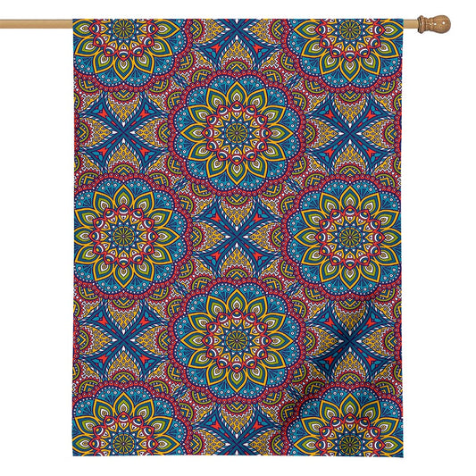 Colorful Bohemian Mandala Pattern Print House Flag