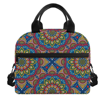 Colorful Bohemian Mandala Pattern Print Insulated Lunch Bag