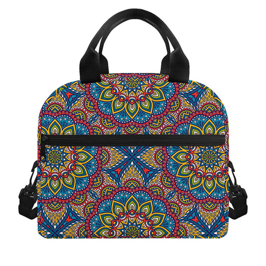 Colorful Bohemian Mandala Pattern Print Insulated Lunch Bag