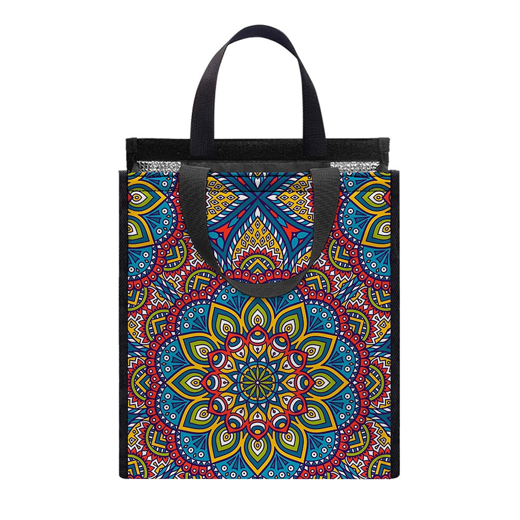 Colorful Bohemian Mandala Pattern Print Insulated Lunch Tote