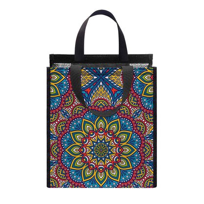 Colorful Bohemian Mandala Pattern Print Insulated Lunch Tote