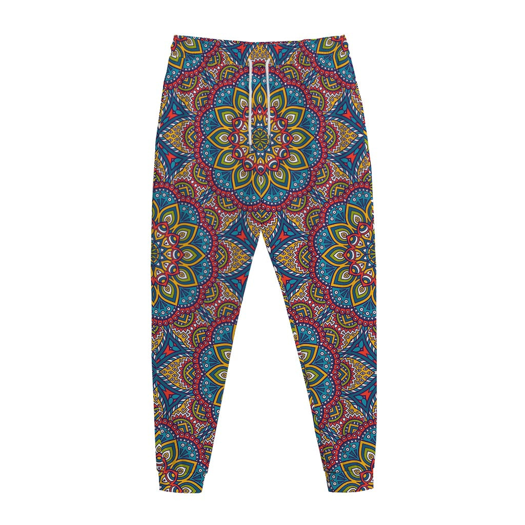 Colorful Bohemian Mandala Pattern Print Jogger Pants