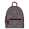 Colorful Bohemian Mandala Pattern Print Leather Backpack