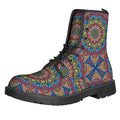 Colorful Bohemian Mandala Pattern Print Lace-Up Boots