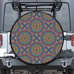 Colorful Bohemian Mandala Pattern Print Leather Spare Tire Cover