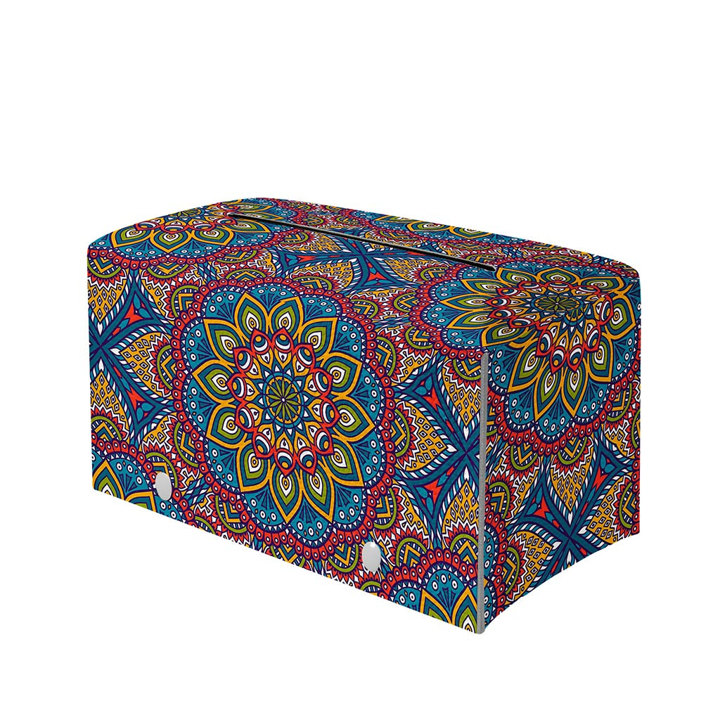 Colorful Bohemian Mandala Pattern Print Leather Tissue Box Cover