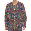 Colorful Bohemian Mandala Pattern Print Long Sleeve Baseball Jersey